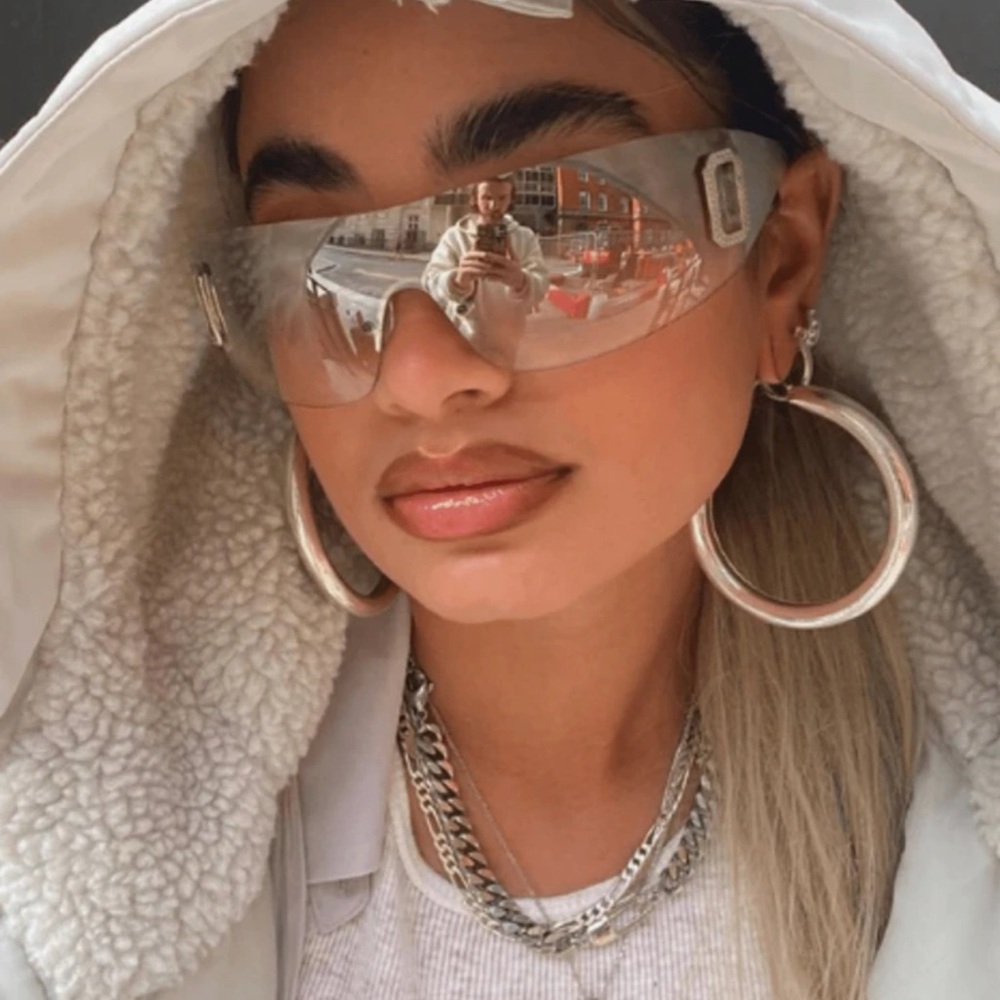 Silver glasses y2k chrome